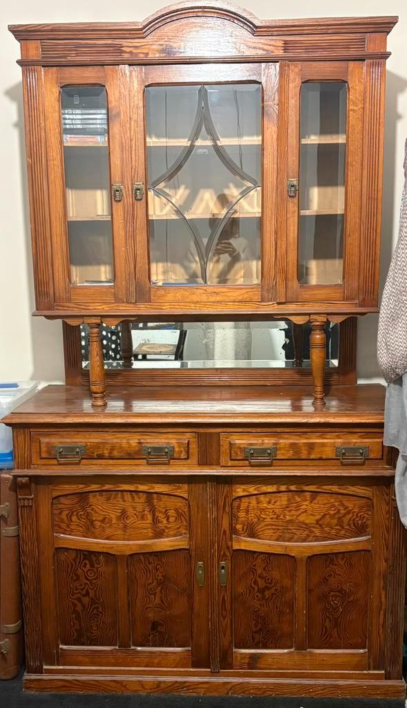 Oude vitrinekast, Huis en Inrichting, Kasten | Buffetkasten, Gebruikt, 200 cm of meer, 100 tot 150 cm, 25 tot 50 cm, Glas, Ophalen