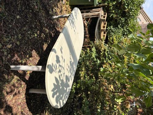 Witte tuintafel, Tuin en Terras, Tuintafels, Gebruikt, Ovaal, Plastic, Ophalen