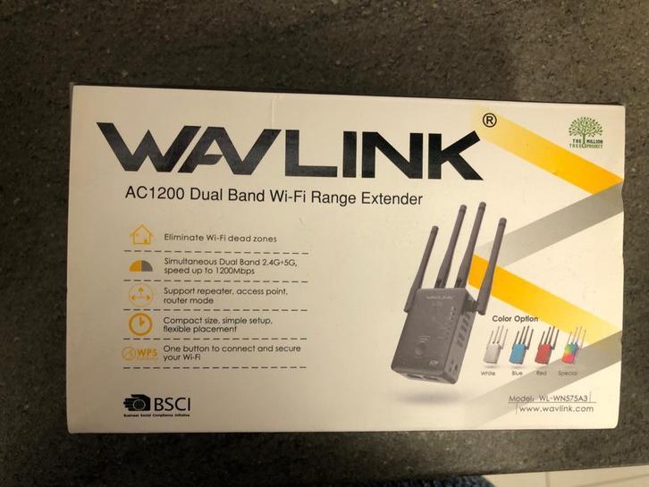 Dual Band wifi range extender Wavlink, Computers en Software, WiFi-versterkers, Zo goed als nieuw, Ophalen of Verzenden