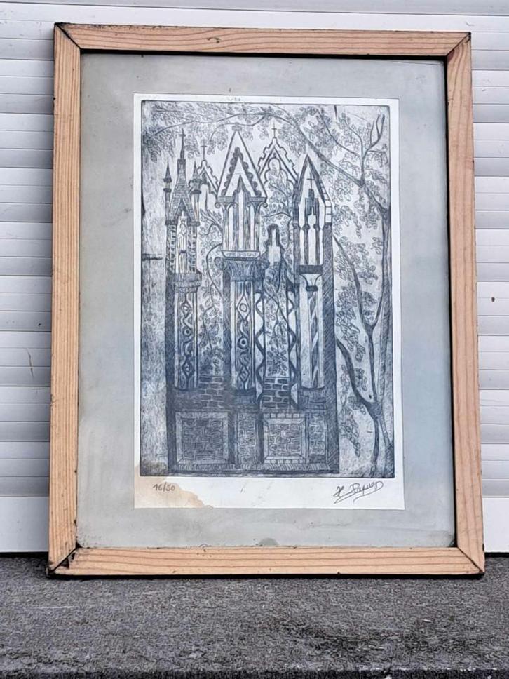 eau forte signe helene paquay, Antiquités & Art, Art | Eaux-fortes & Gravures, Enlèvement ou Envoi