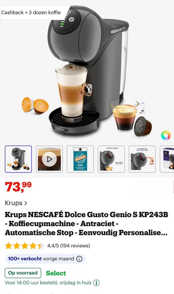 Krups - Nescafé Dolce Gusto Genio S, Elektronische apparatuur, Koffiezetapparaten, Zo goed als nieuw, Ophalen