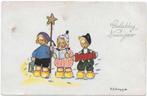 Oude enkelvoudige postkaarten kind en dier figuur kerstman s, Diversen, Ophalen of Verzenden