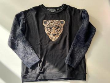 Sweater/pull Jun&Juli zwart met tijger/noir avec tigre small