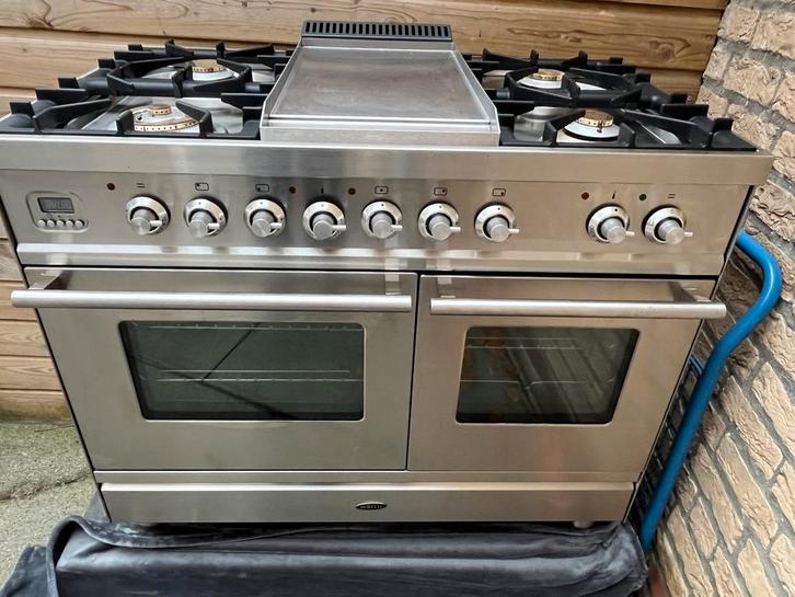 Boretti gasfornuis met dubbele oven, Elektronische apparatuur, Fornuizen, Gebruikt, Gas, 60 cm of meer, Grill, Hete lucht, Energieklasse A of zuiniger