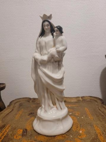 Ancienne Vierge à l'enfant XIXe porcelaine Vieux Bruxelles 