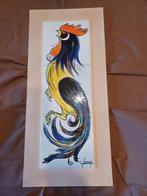 ancien coq  sur 3 carreaux de céramique  signé, Antiquités & Art, Enlèvement