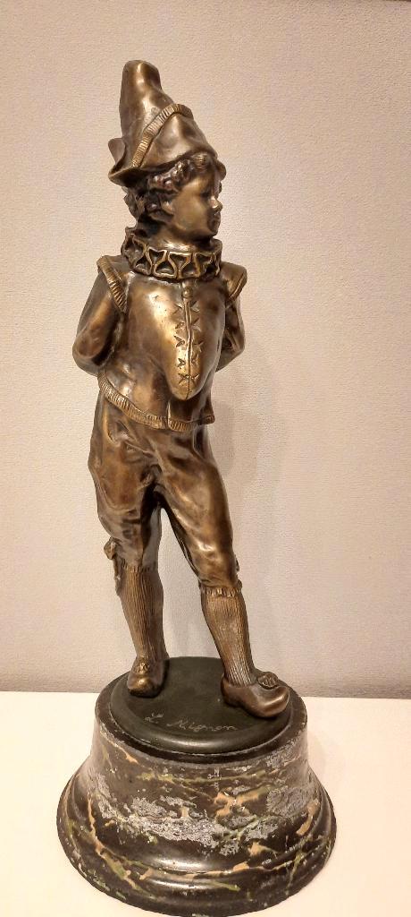 Bronze Polichinelle ? Arlequin Avec signature L Mignon, Antiek en Kunst, Antiek | Brons en Koper, Brons, Ophalen