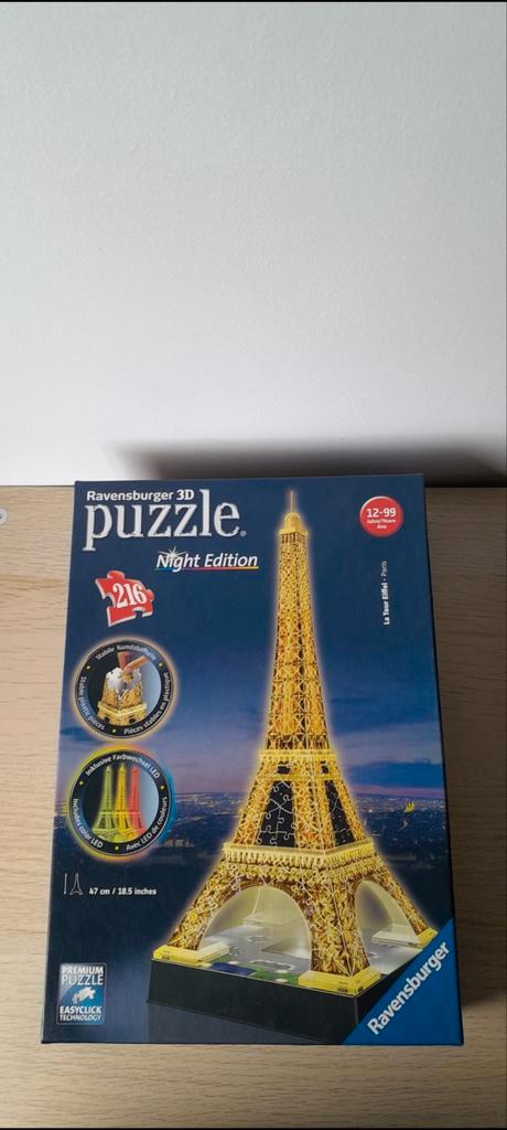 Ravensburger, puzzle 3D, édition nocturne, tour Eiffel, Hobby & Loisirs créatifs, Sport cérébral & Puzzles, Comme neuf, Rubik's Cube ou Puzzle 3D