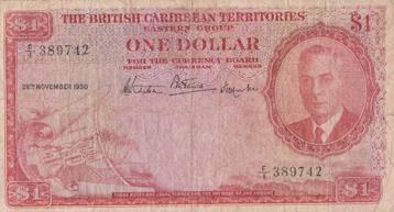 LES TERRITOIRES BRITANNIQUES DES CARAÏBES 1 DOLLAR 1950, Enlèvement ou Envoi, Amérique centrale, Billets en vrac
