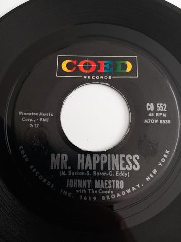 JOHNNY MAESTRO. MR. HAPPINESS. POPCORN OLDIES USA 45T, Enlèvement ou Envoi, Comme neuf