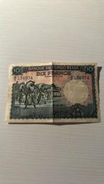 10 frank Bank van Belgisch Congo 1949, Timbres & Monnaies, Billets de banque | Europe | Billets non-euro, Enlèvement ou Envoi
