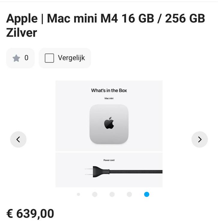 APPLE MAC MINI M4 16 GB 256 GB, Computers en Software, Apple Desktops, Nieuw, Mac Mini, 16 GB, Ophalen