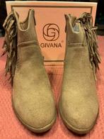 Nieuwe daimachtige laarsjes met franjes,Givana 37/38., Kleding | Dames, Schoenen, Ophalen of Verzenden, Nieuw, Bruin, Lage of Enkellaarzen