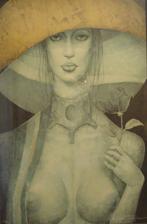 Litho van Jef Van Tuerenhout "Naakte vrouw met Hoed", Huis en Inrichting, Ophalen, Oorspronkelijke maker, Overige typen, Zo goed als nieuw