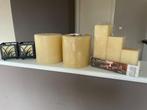 Kaarsen set rond en vierkant, Huis en Inrichting, Ophalen, Zo goed als nieuw, Wit