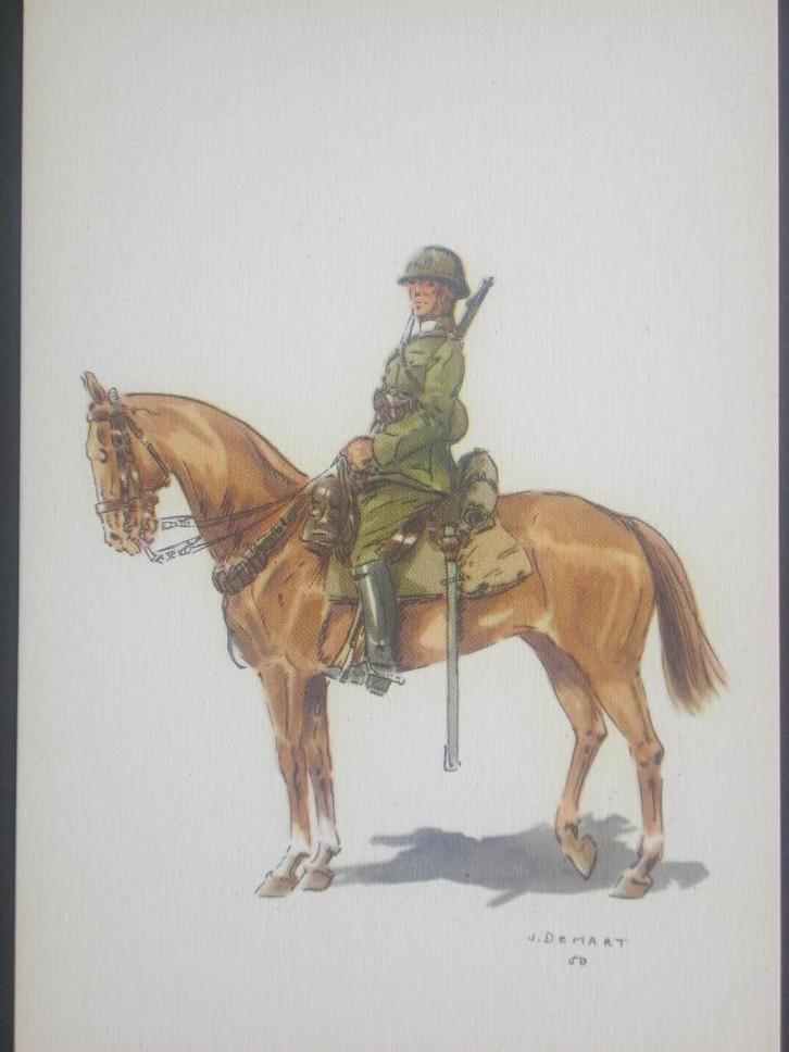 2eme Lanciers belges série J. Demart 5 illustrations de 1950, Verzamelen, Militaria | Algemeen, Landmacht, Overige typen, Verzenden