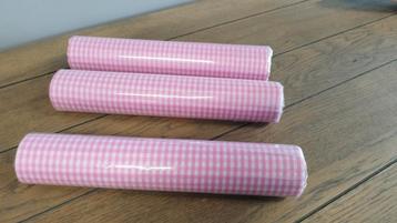 Lot 3 rouleaux tissu vichy rose chemins de table déco disponible aux enchères