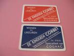 2 oude losse speelkaarten Wijn & likeuren Corbet (65), Comme neuf, Carte(s) à jouer, Enlèvement ou Envoi
