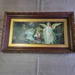 Grote religieuze prent - Aartsengel met kinderen, Antiek en Kunst, Ophalen