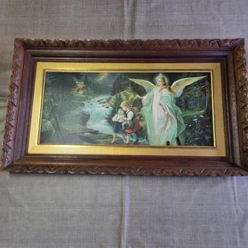 Grote religieuze prent - Aartsengel met kinderen  beschikbaar voor biedingen