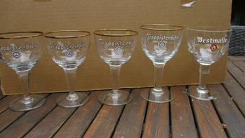 5 Westmalle Trappist verschillende opschriften 5€ PER GLAS beschikbaar voor biedingen