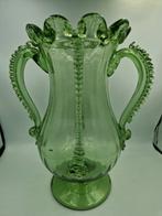 Vintage groene glazen vaas Gordiola Mallorca, Antiek en Kunst, Ophalen of Verzenden