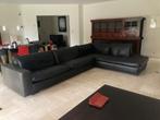 Hoekbank zwart leer merk Molinari, Huis en Inrichting, Ophalen, Gebruikt, Leer