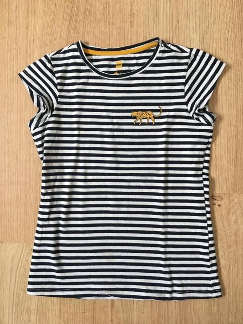 HEMA, gestreepte t-shirt luipaard maat 134, Kinderen en Baby's, Kinderkleding | Maat 134, Meisje, Shirt of Longsleeve, Ophalen of Verzenden