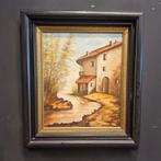 Romantisch olieverf schilderij frans landhuis (64x73,5cm), Antiek en Kunst, Ophalen of Verzenden