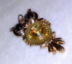 kettinghanger uil met strass in geel en zwart, Overige materialen, Verzenden, Nieuw, Goud