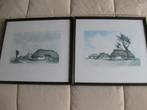 Aquarelles reproductions chaumières (prix pour les 2), Ophalen