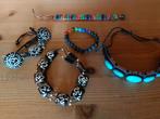 5 armbanden Nepal mantra OM chakra kleuren turkoois leer, Overige materialen, Gebruikt, Overige kleuren, Ophalen of Verzenden