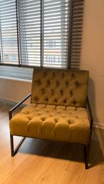 Fluwelen fauteuil met knopen, Huis en Inrichting, Fauteuils, 75 tot 100 cm, Metaal, 75 tot 100 cm, Zo goed als nieuw