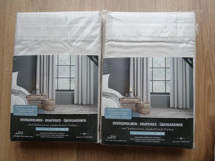 Nouveau !! Rideaux BIO 140 x 260 cm, 2 x 2 pièces, écru, Huis en Inrichting, Stoffering | Gordijnen en Lamellen, Nieuw, 200 cm of meer