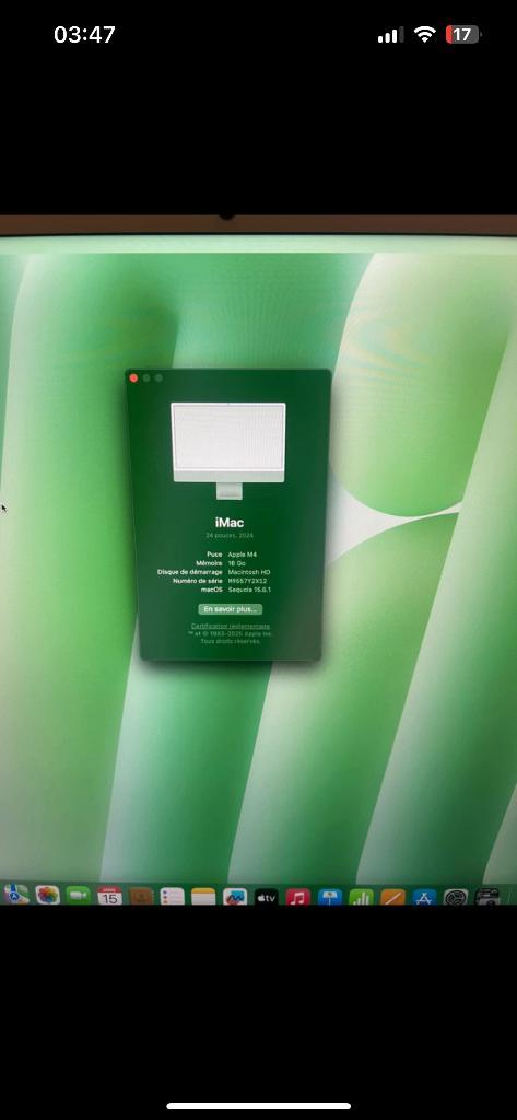 iMac 24’’ M4, Informatique & Logiciels, Apple Desktops, Neuf, iMac, SSD, 4 Ghz ou plus, 16 GB, Enlèvement