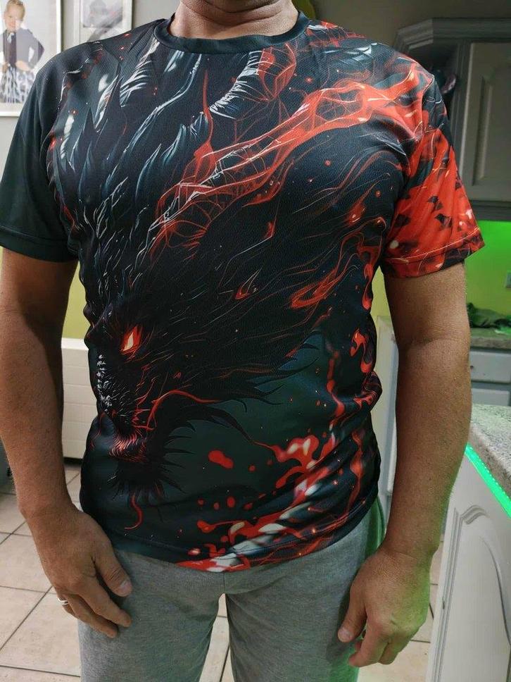 t shirt met draken print, Vêtements | Hommes, T-shirts, Comme neuf, Taille 56/58 (XL), Autres couleurs, Enlèvement ou Envoi