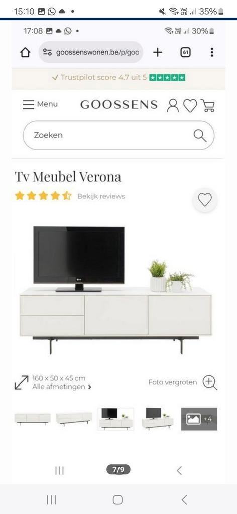 Hoogwaardig wit meubel (TV) gepoederlakt zwart onderstel, Huis en Inrichting, Kasten |Televisiemeubels, Zo goed als nieuw, Ophalen