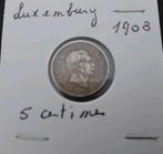 Luxemburg: munt 5 centimes 1908. 117 jaar oude munt, Postzegels en Munten, Munten | België, Verzenden, Metaal, Losse munt
