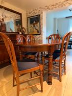 Table en bois massif + 6 chaises + rallonge, Maison & Meubles, Enlèvement, Utilisé, Classique, 4 à 6 chaises