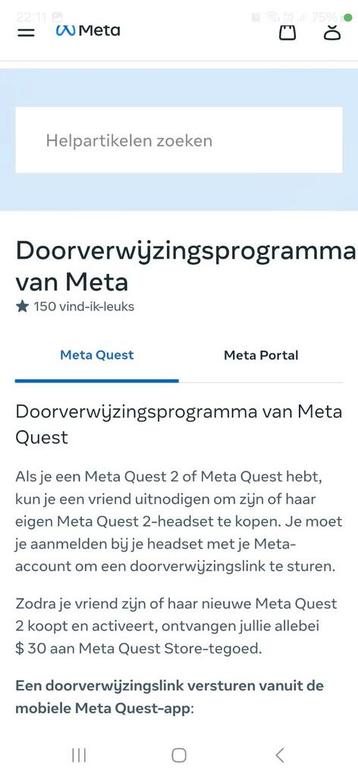 Meta Quest €30 voor ons beiden via doorverwijzingslink 