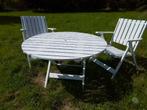 Mooie houten tafel met 2 stevige stoelen : alles inklapbaar, Tuin en Terras, Ophalen, Zo goed als nieuw