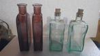 4 leuke vintage decoratieve glazen flesjes, Verzenden