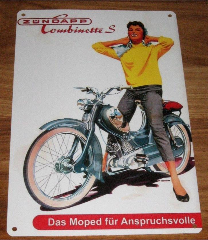 ZUNDAPP : Metalen Bord Brommer Zundapp - Model Combinette S, Verzamelen, Merken en Reclamevoorwerpen, Nieuw, Reclamebord, Verzenden