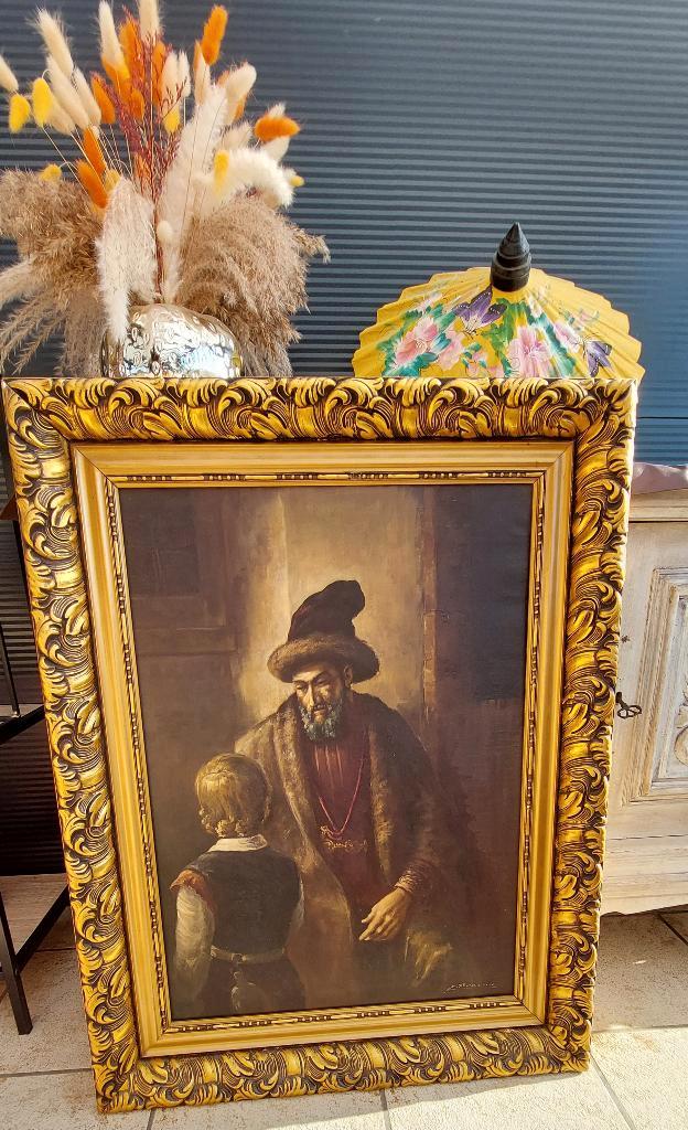 Antiek schilderij 68 cm x 86 cm, Antiek en Kunst, Kunst | Schilderijen | Klassiek, Ophalen