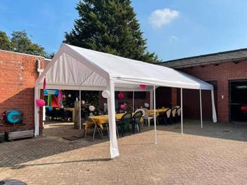 Witte partytent met zijwanden 4x8 te huur disponible aux enchères