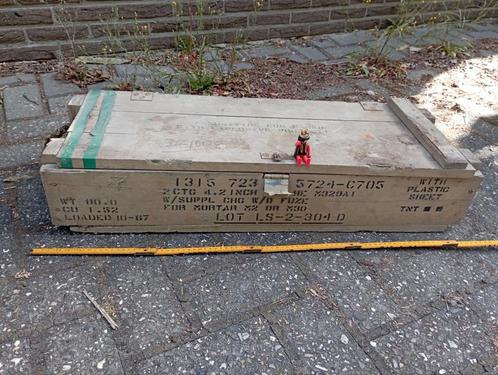644) Oude munitiekist (enkel afhalen te Tremelo ), Huis en Inrichting, Woonaccessoires | Kisten, Gebruikt, Minder dan 50 cm, Minder dan 50 cm
