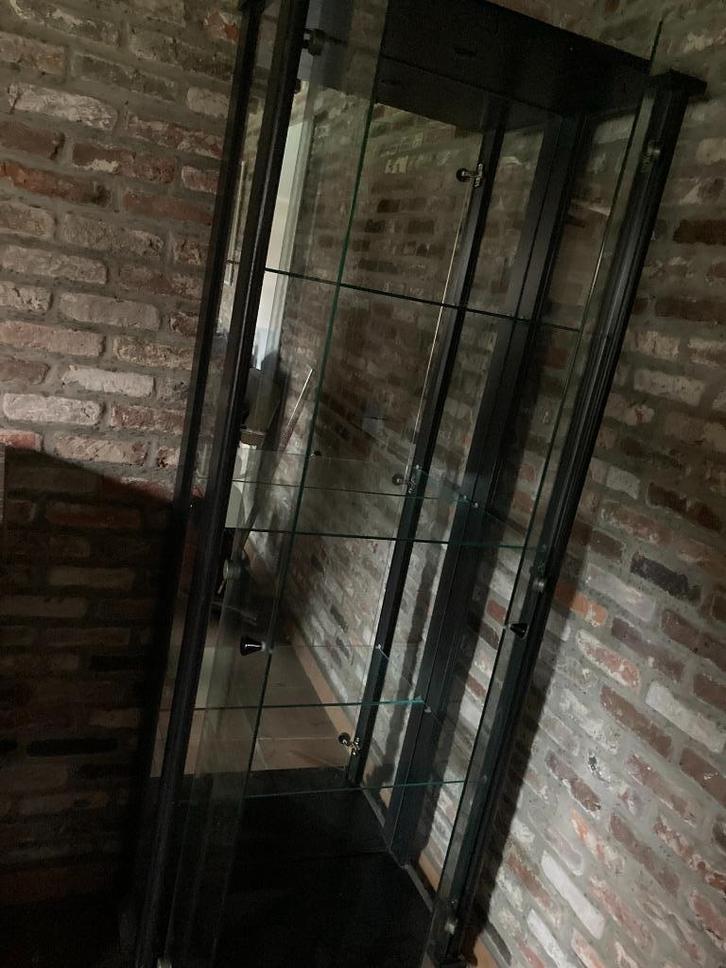 glazen vitrine kast,  met 3 glazen schappen, Huis en Inrichting, Kasten | Vitrinekasten, Gebruikt, 150 tot 200 cm, 50 tot 100 cm