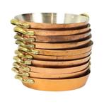 Set Van 10 Kleine Koperen Pannetjes Messing Frankrijk, Overige materialen, Gebruikt, Pannenset, Ophalen of Verzenden