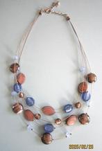 Fantasiehalsketting in blauw en bruin, Handtassen en Accessoires, Kettingen, Verzenden, Gebruikt, Blauw, Kunststof