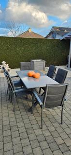 Tuintafel + 6 stoelen met kussen, Tuin en Terras, Ophalen, Aluminium
